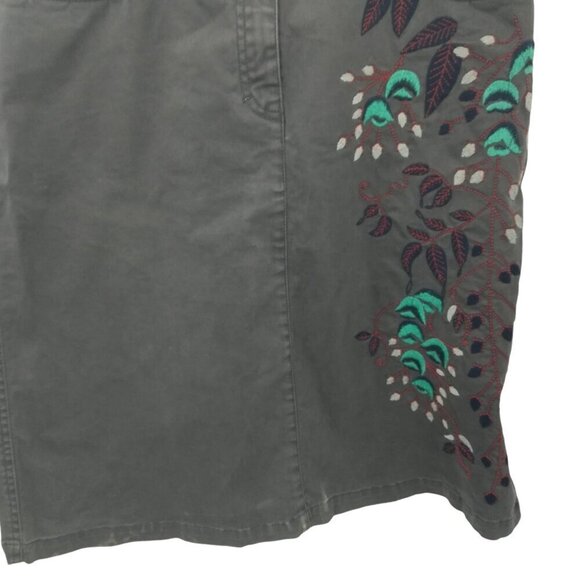Oilily Gray Embroidered Knee Length Boho Skirt Size 38 US 8 Floral Stretch Chino - Picture 6 of 13